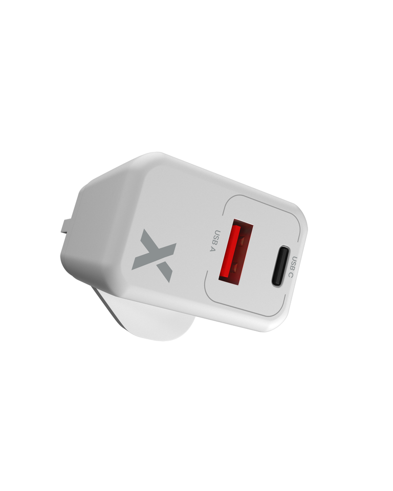 2 PLUG - 20W USB TYPE C AND USB TYPE A WALL POWER ADAPTER (AMPSENTRIX) (220V UK)