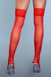 1912 Keep A Secret Thigh Highs Red