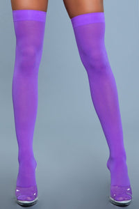 1932 Opaque Nylon Thigh Highs Purple