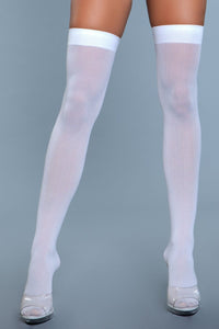 1932 Opaque Nylon Thigh Highs White