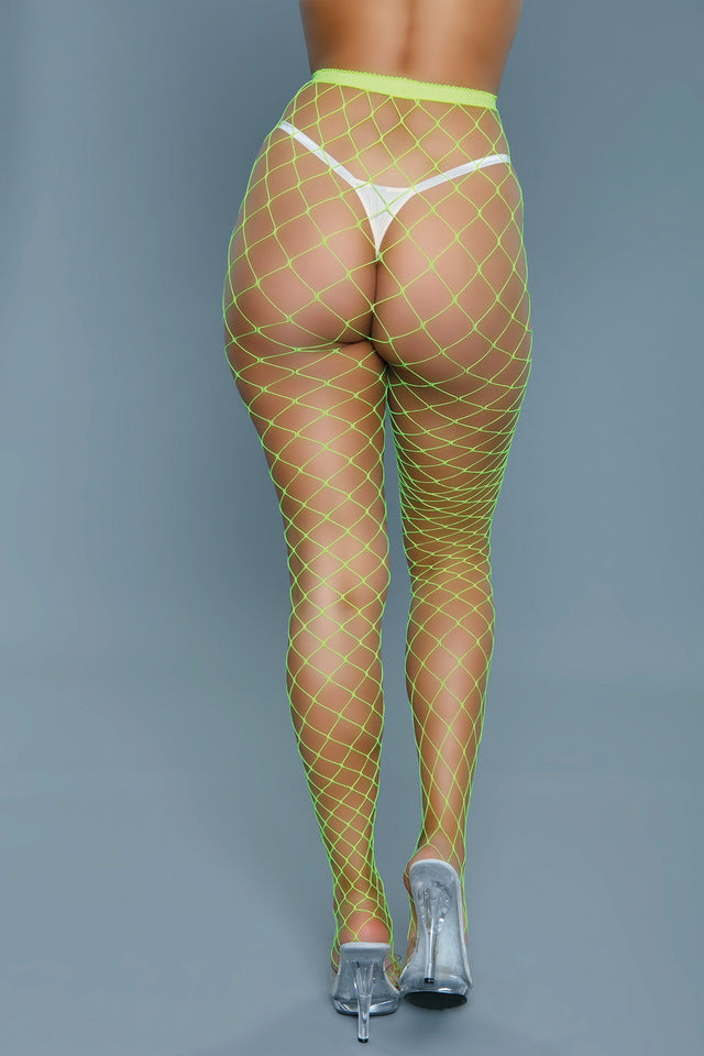 2304 Oversized Fishnet Pantyhose Neon Green