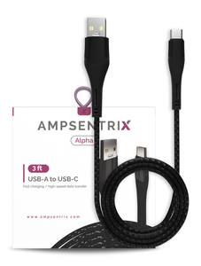 3 FT USB TYPE C TO USB TYPE A CABLE (AMPSENTRIX) (ALPHA) (BLACK)