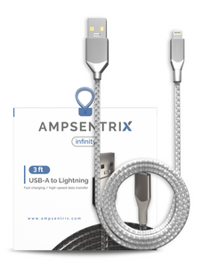 3 FT NON-MFI LIGHTNING TO USB TYPE A CABLE (AMPSENTRIX) (INFINITY) (SILVER)