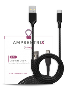 3 FT USB TYPE C TO USB TYPE A CABLE (AMPSENTRIX) (INFINITY) (BLACK)