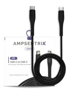 3 FT USB TYPE C TO USB TYPE C CABLE (AMPSENTRIX) (ALPHA) (BLACK)