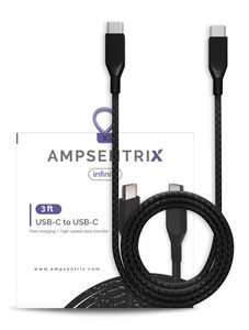 3 FT USB TYPE C TO USB TYPE C CABLE (AMPSENTRIX) (INFINITY) (BLACK)