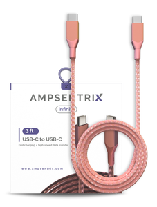 3 FT USB TYPE C TO USB TYPE C CABLE (AMPSENTRIX) (INFINITY) (PINK)