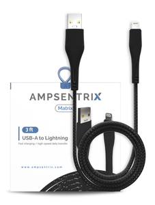 3 FT NON-MFI LIGHTNING TO USB TYPE A CABLE (AMPSENTRIX) (MATRIX) (BLACK)