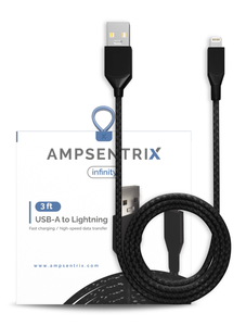 3 FT NON-MFI LIGHTNING TO USB TYPE A CABLE (AMPSENTRIX) (INFINITY) (BLACK)