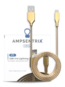 3 FT NON-MFI LIGHTNING TO USB TYPE A CABLE (AMPSENTRIX) (INFINITY) (GOLD)