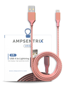 3 FT NON-MFI LIGHTNING TO USB TYPE A CABLE (AMPSENTRIX) (INFINITY) (PINK)