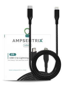 3 FT NON-MFI LIGHTNING TO USB TYPE C CABLE (AMPSENTRIX) (INFINITY) (BLACK)