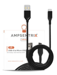 3 FT MICRO USB TO USB TYPE A CABLE (AMPSENTRIX) (INFINITY) (BLACK)