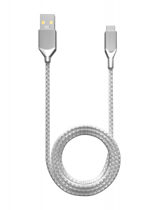 6 FT MICRO USB TO USB TYPE A CABLE (AMPSENTRIX) (INFINITY) (SILVER)