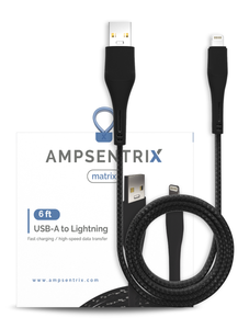 6 FT NON-MFI LIGHTNING TO USB TYPE A CABLE (AMPSENTRIX) (MATRIX) (BLACK)