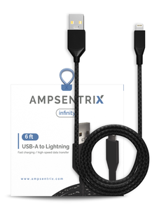 6 FT NON-MFI LIGHTNING TO USB TYPE A CABLE (AMPSENTRIX) (INFINITY) (BLACK)