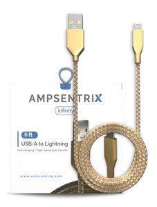 6 FT NON-MFI LIGHTNING TO USB TYPE A CABLE (AMPSENTRIX) (INFINITY) (GOLD)