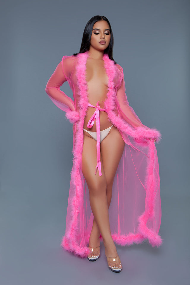 BW1650NP Marabou Robe Neon Pink