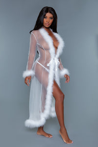 BW1650WT Marabou Robe White