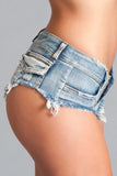 BWJ3BL Baby Got Back Booty Shorts - Light Wash