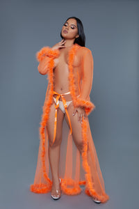 BW1650NOR Marabou Robe Neon Orange