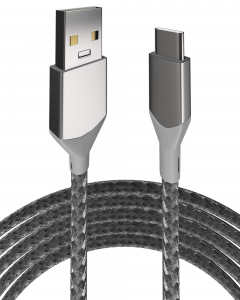 3 FT USB TYPE C TO USB TYPE A CABLE (AMPSENTRIX) (INFINITY) (SILVER)