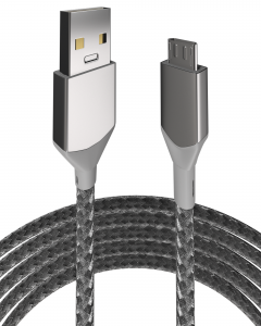 3 FT MICRO USB TO USB TYPE A CABLE (AMPSENTRIX) (INFINITY) (SILVER)