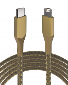 3 FT NON-MFI LIGHTNING TO USB TYPE C CABLE (AMPSENTRIX) (INFINITY) (GOLD)