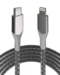 3 FT NON-MFI LIGHTNING TO USB TYPE C CABLE (AMPSENTRIX) (INFINITY) (SILVER)