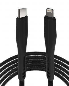 3 FT NON-MFI LIGHTNING TO USB TYPE C CABLE (AMPSENTRIX) (MATRIX) (BLACK)